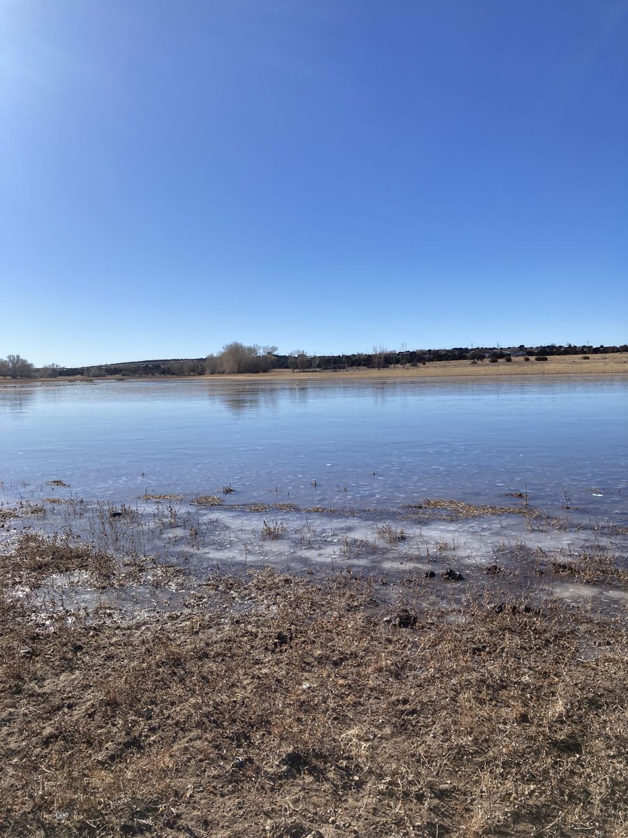 Frozen Concho Lake under a clear winter sky